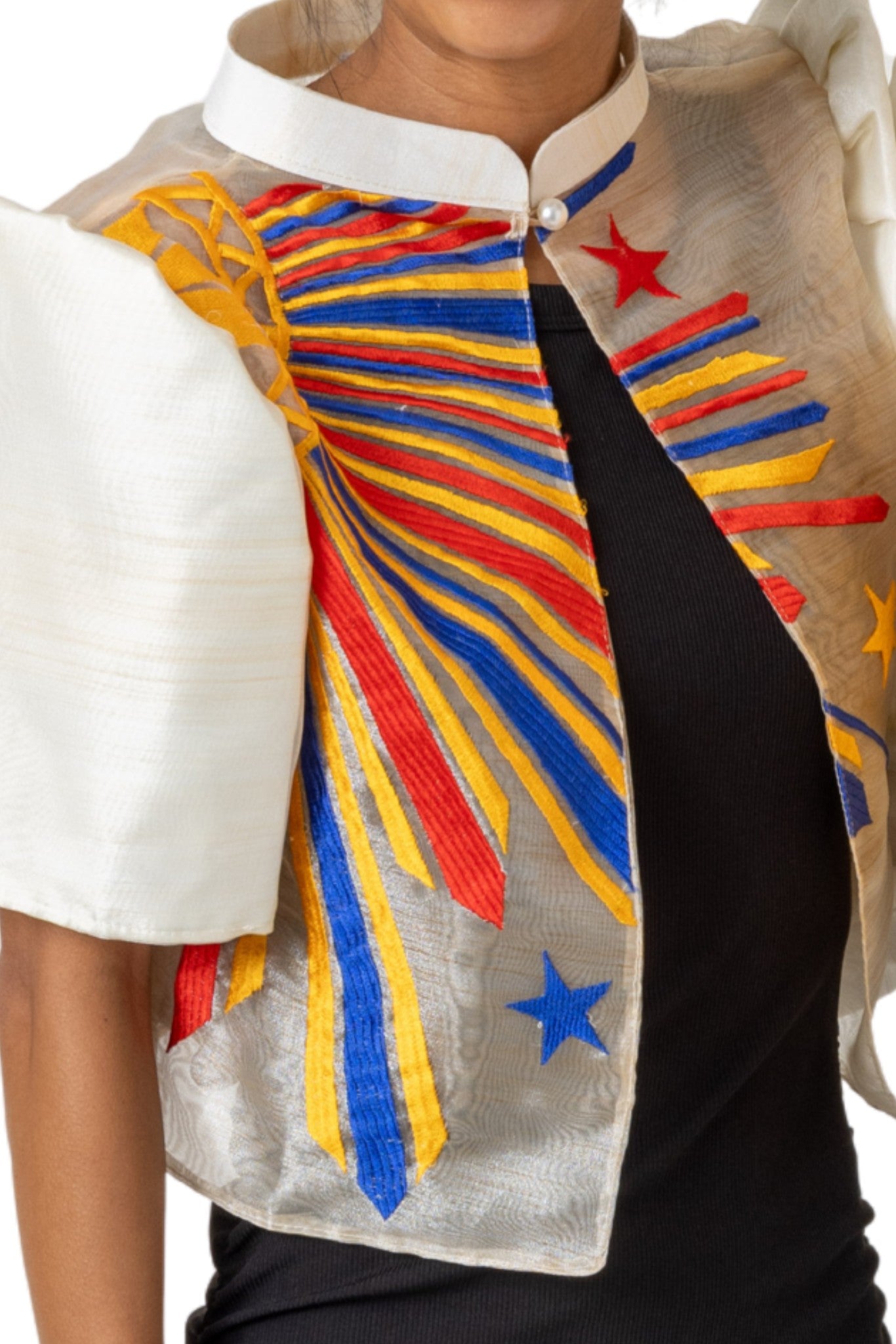 Barong Warehouse - WR21 - One-Button Bolero Filipino Flag Sun and Stars