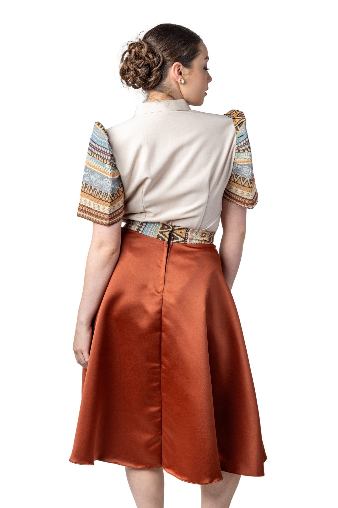Barong Warehouse - WS22 - Baro't Saya Ethnic Filipiniana Copper - Blouse and Skirt Set
