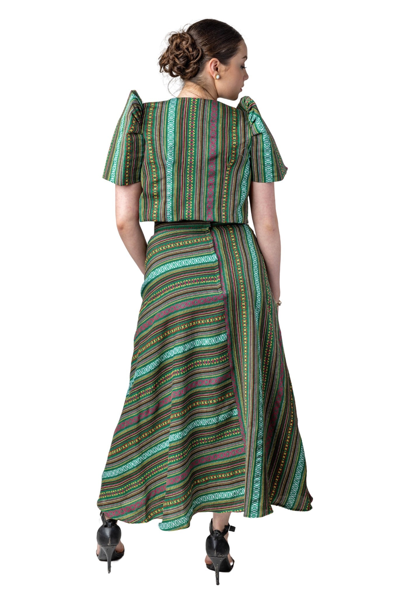 Barong Warehouse - WS23 - Baro't Saya Ethnic Filipiniana Green - Bolero and Skirt Set