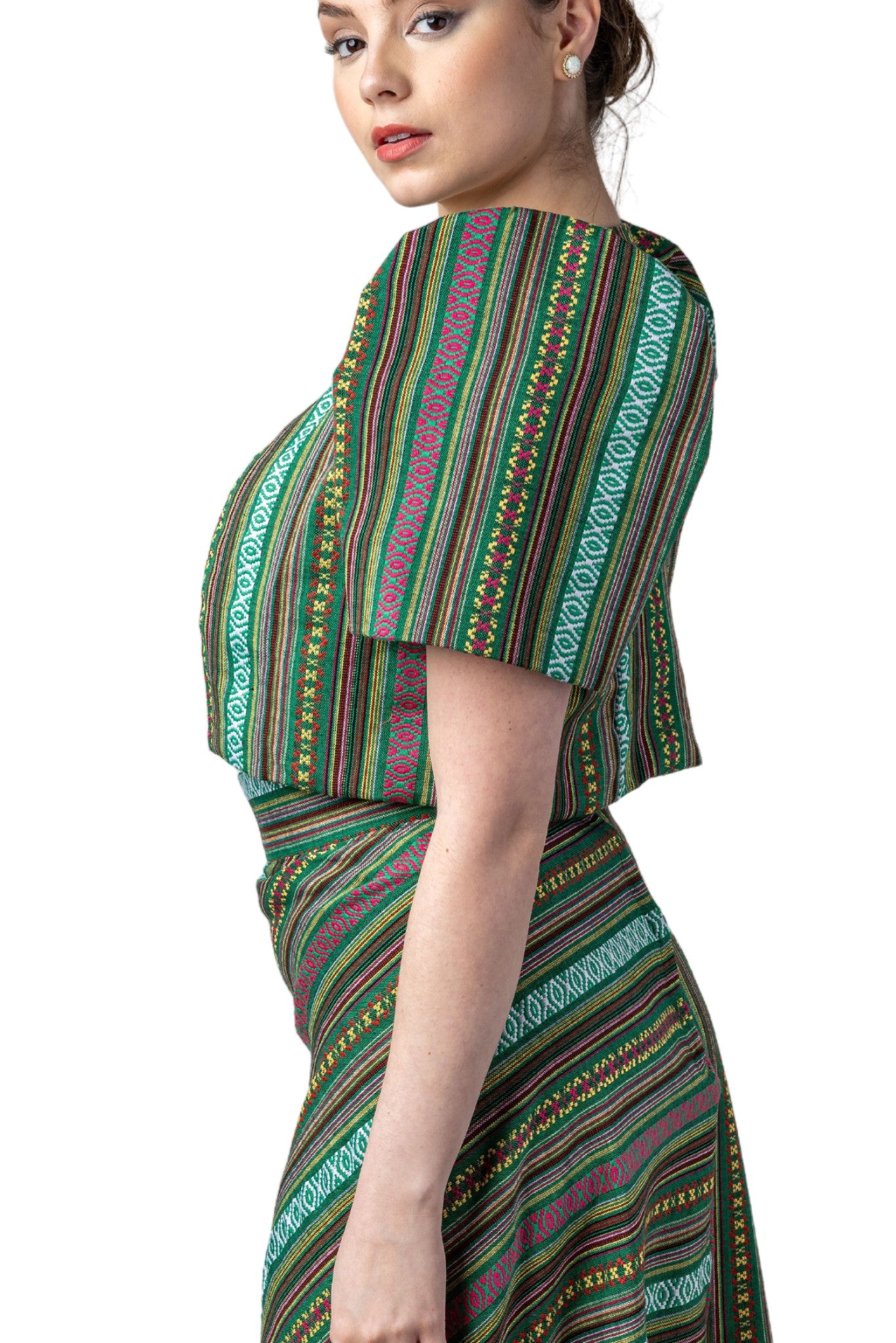 Barong Warehouse - WS23 - Baro't Saya Ethnic Filipiniana Green - Bolero and Skirt Set