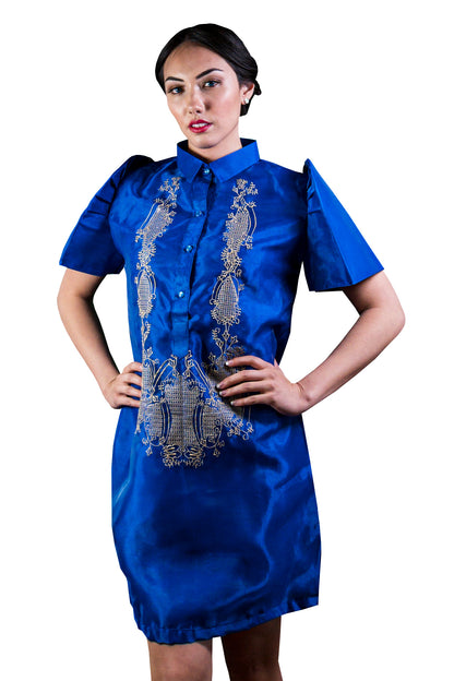 WV07 - Barong Tagalog Dress - Filipiniana PH XL / Blue WV07 - Barong Tagalog Dress - Filipiniana PH XL / Blue