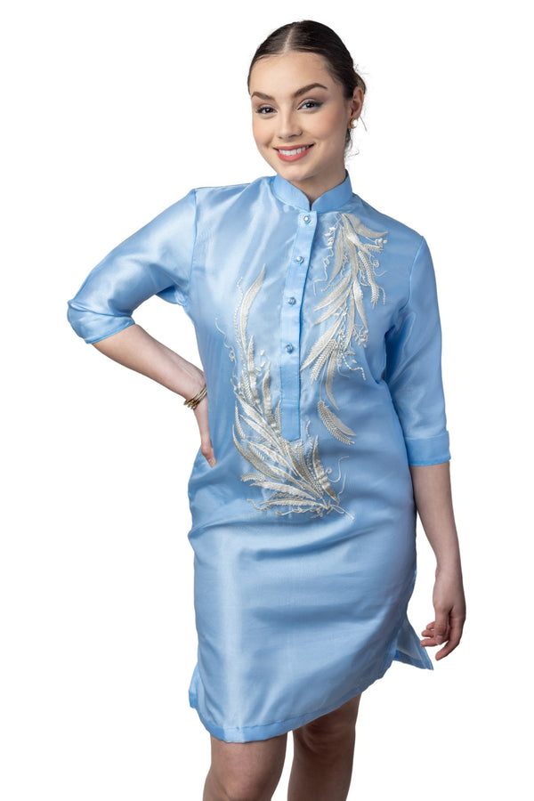 Barong Warehouse - WV11 - Barong Tagalog Dress Blue - Filipiniana