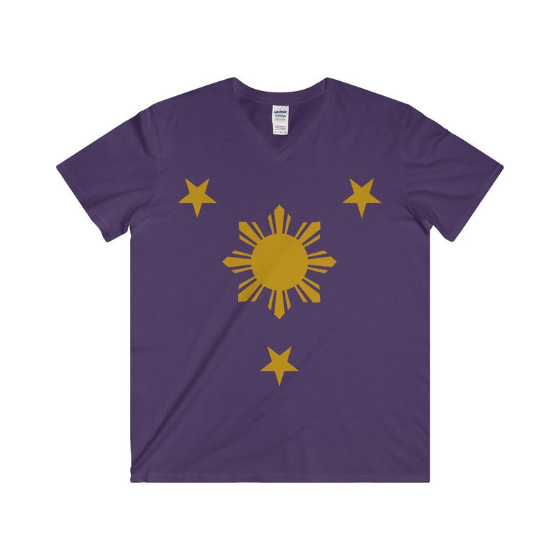 BARONG WAREHOUSE - Three Stars & Sun - Fitted V-Neck Tee 7 Colors Available Purple / S V-Neck