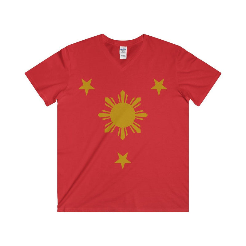BARONG WAREHOUSE - Three Stars & Sun - Fitted V-Neck Tee 7 Colors Available Red / S V-Neck