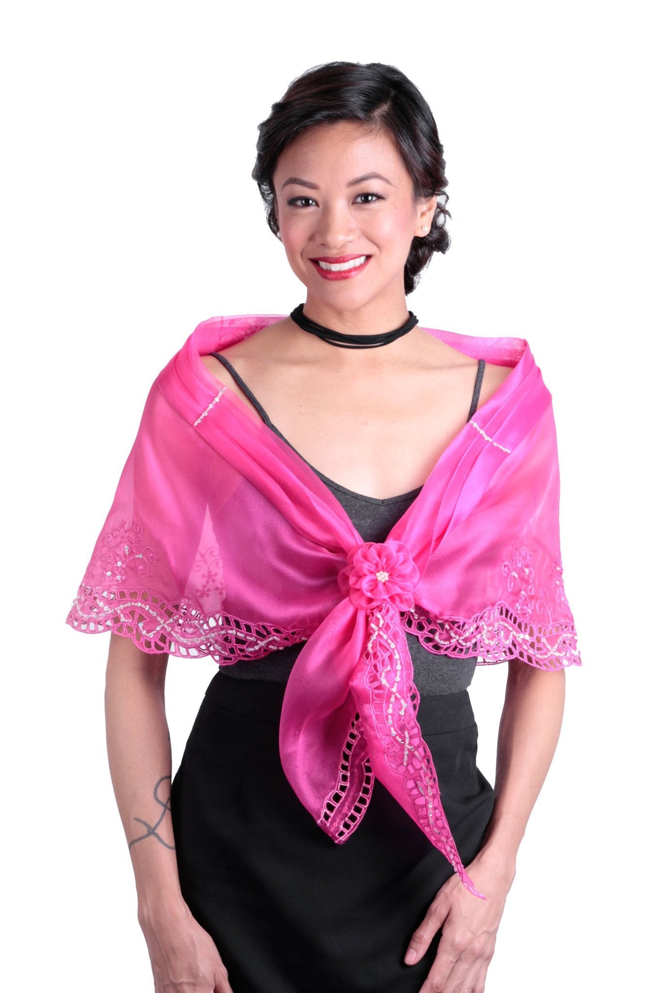 BARONG WAREHOUSE - WA16 Cutwork Alampay Fuchsia - Filipiniana