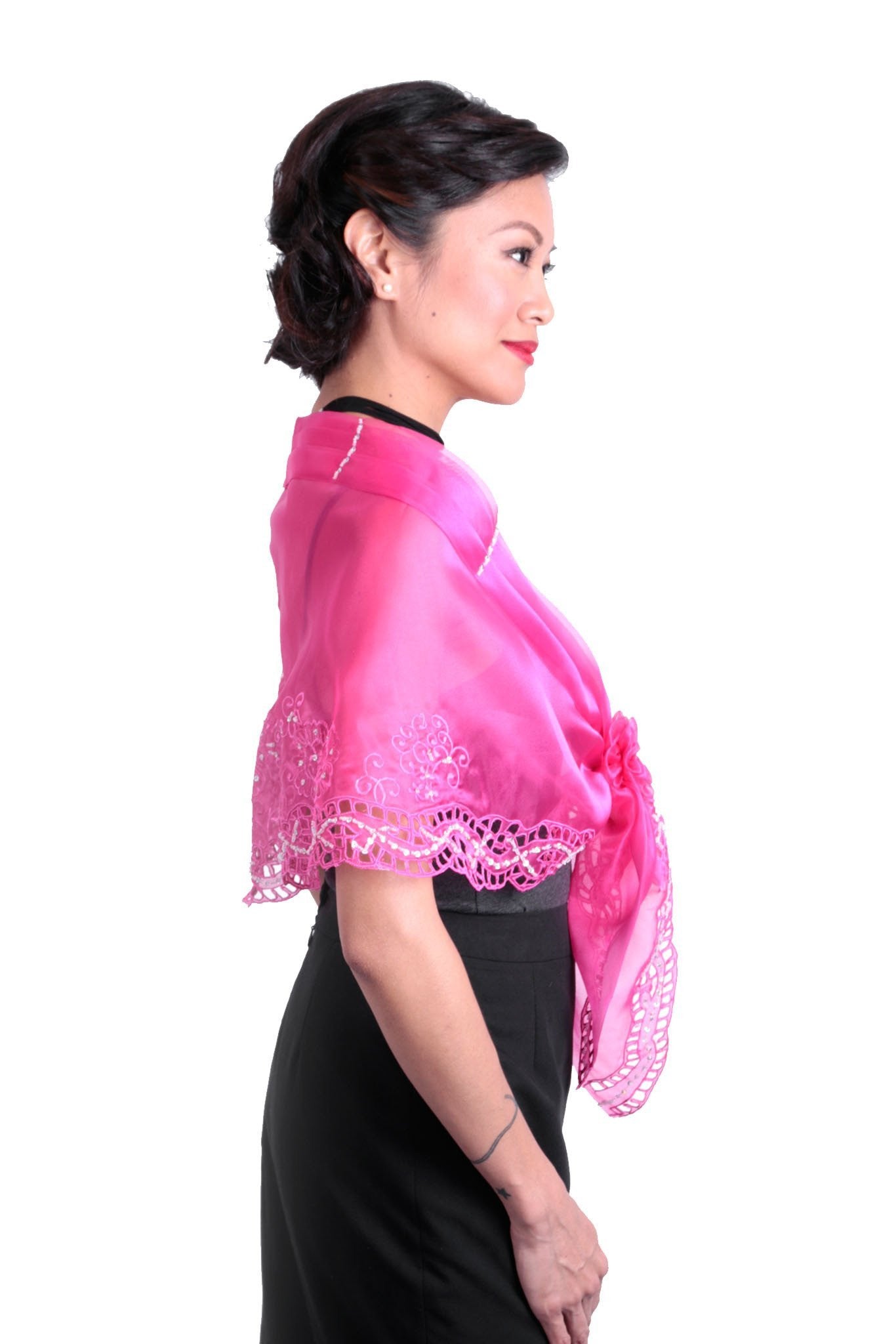 BARONG WAREHOUSE - WA16 Cutwork Alampay Fuchsia - Filipiniana