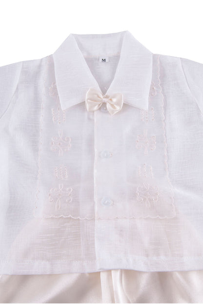 BARONG WAREHOUSE - BS02 - Boys' Baptism Barong Set Beige