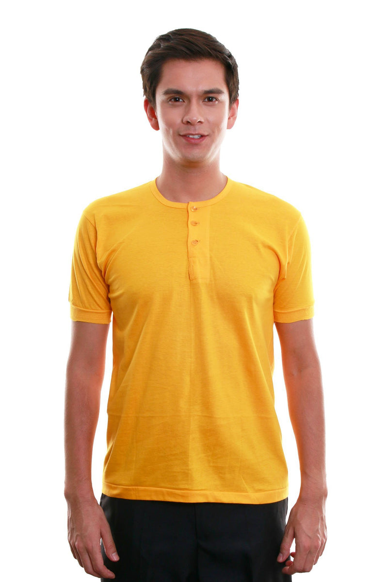 BARONG WAREHOUSE - MUS5 Camisa De Chino - Short-Sleeve Yellow Gold Shirts