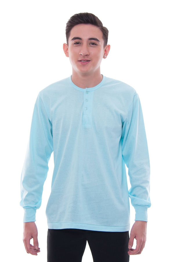 Camisa De Chino - Long-Sleeve Aqua Blue Shirts