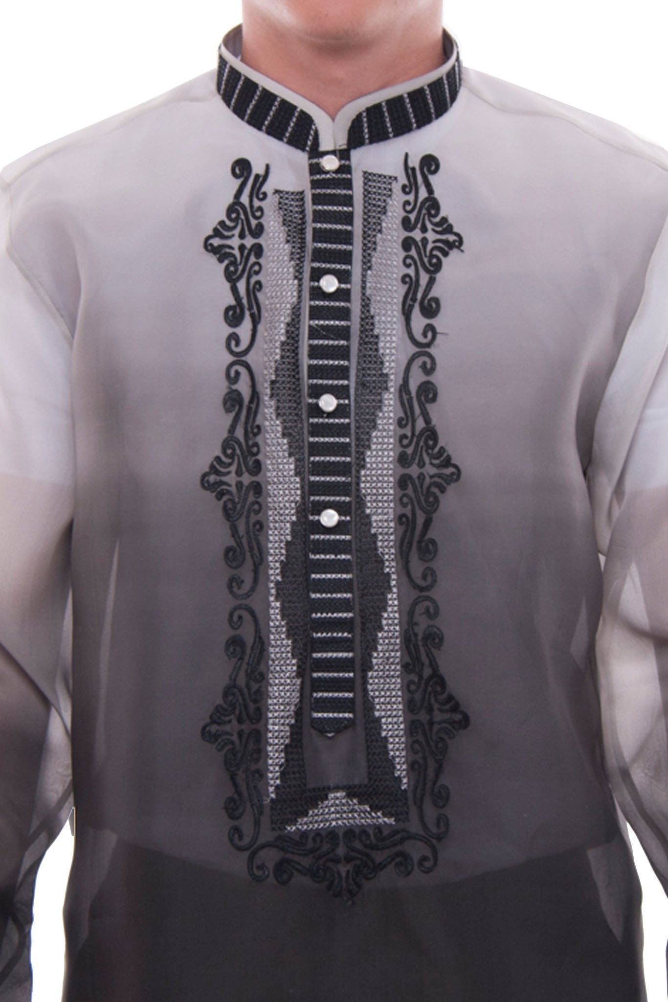 Black Handpainted Monochromatic Men's Barong Tagalog popular