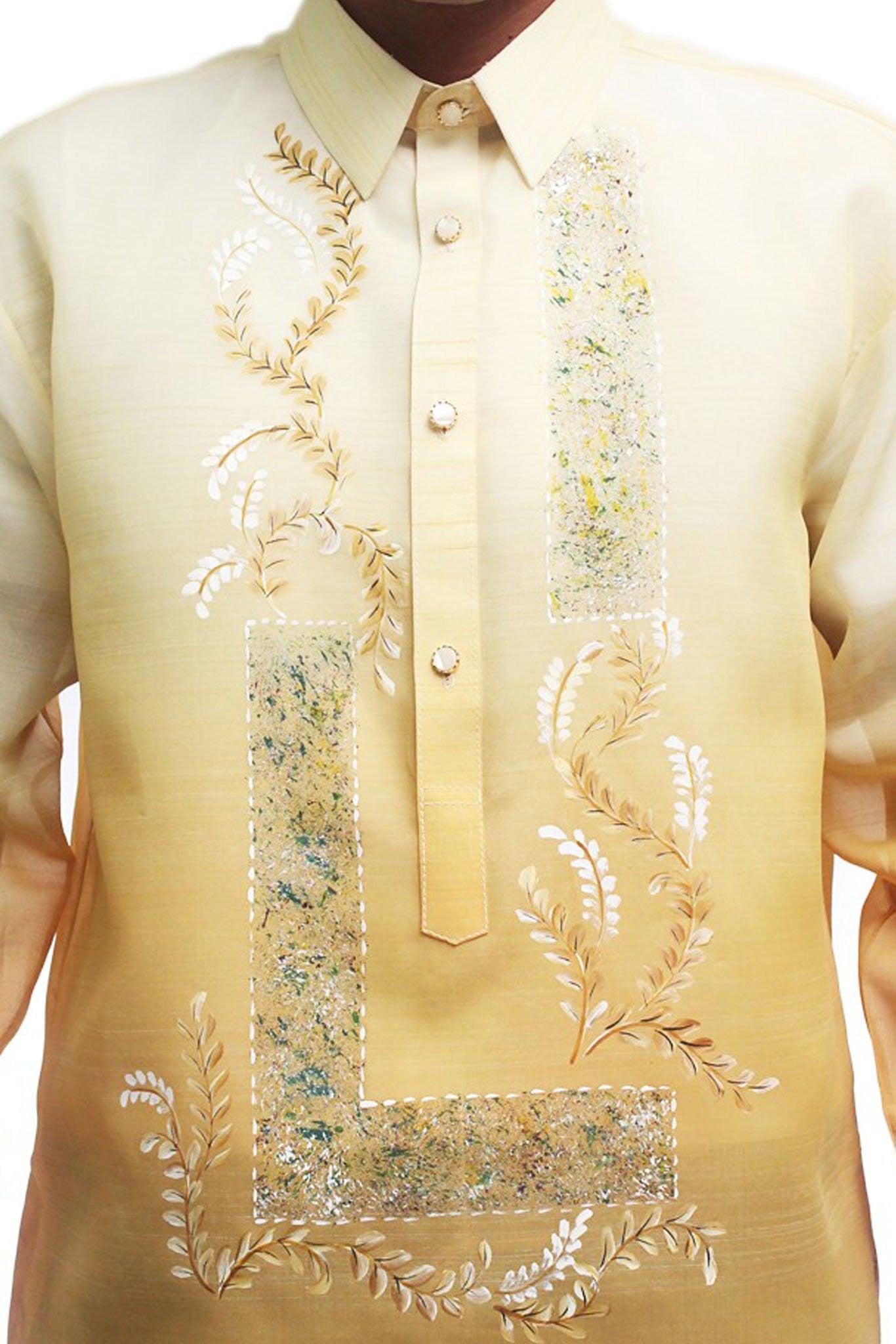 BARONG WAREHOUSE - MJ12 - Jusi Pina Barong Tagalog Monochromatic Gold