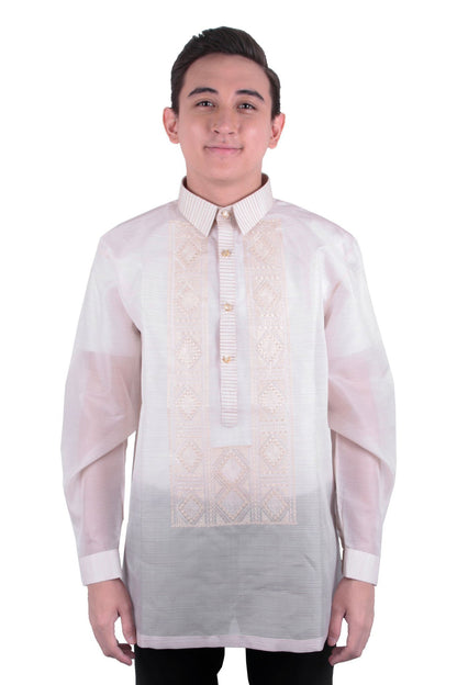 BARONG WAREHOUSE - MJ36 - MADE-TO-ORDER - Jusi Pina Barong Tagalog Ethnic Stripe