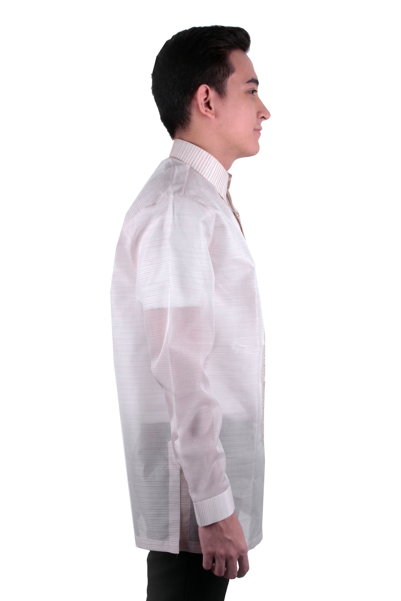 BARONG WAREHOUSE - MJ36 - MADE-TO-ORDER - Jusi Pina Barong Tagalog Ethnic Stripe