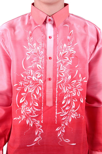 BARONG WAREHOUSE - MO22 - Organza Pina Barong Tagalog with Lining Red