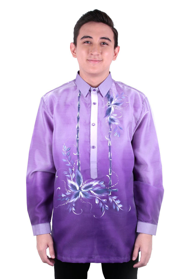 BARONG WAREHOUSE - MO27 Organza Pina Barong Tagalog With Lining Purple