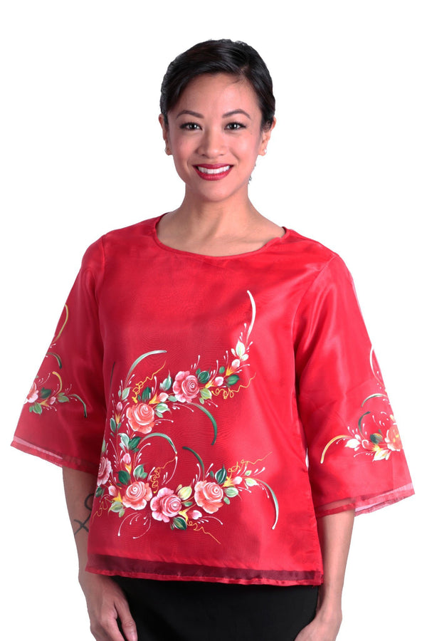 Pre-Order - Womens Kimona Painting Red 003 Filipiniana