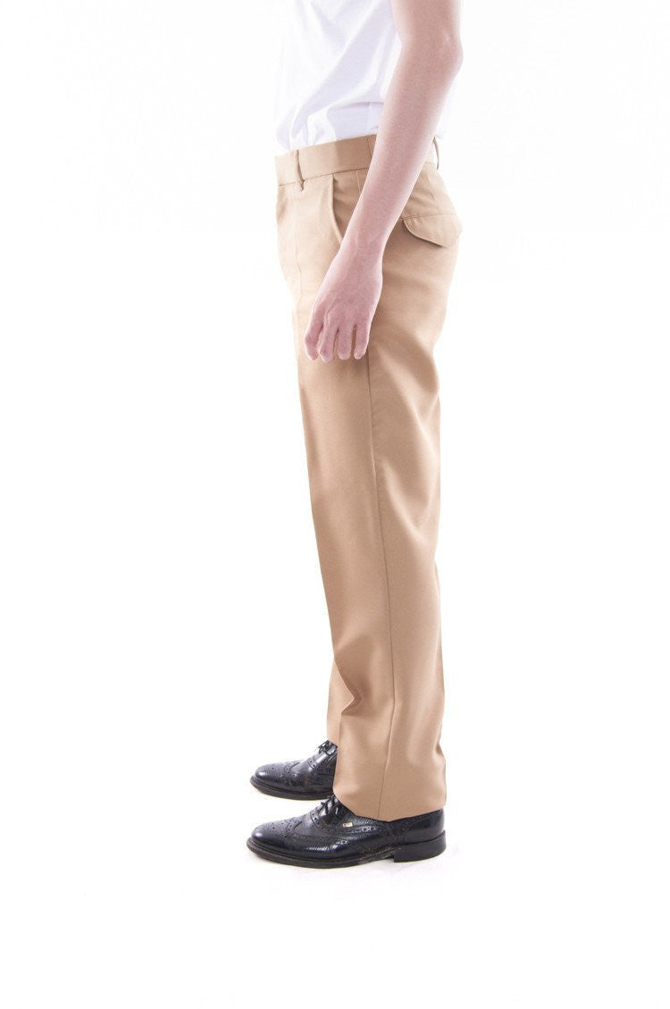Pre-Order - Mens Regular Fit Wool Slacks Tan Pants