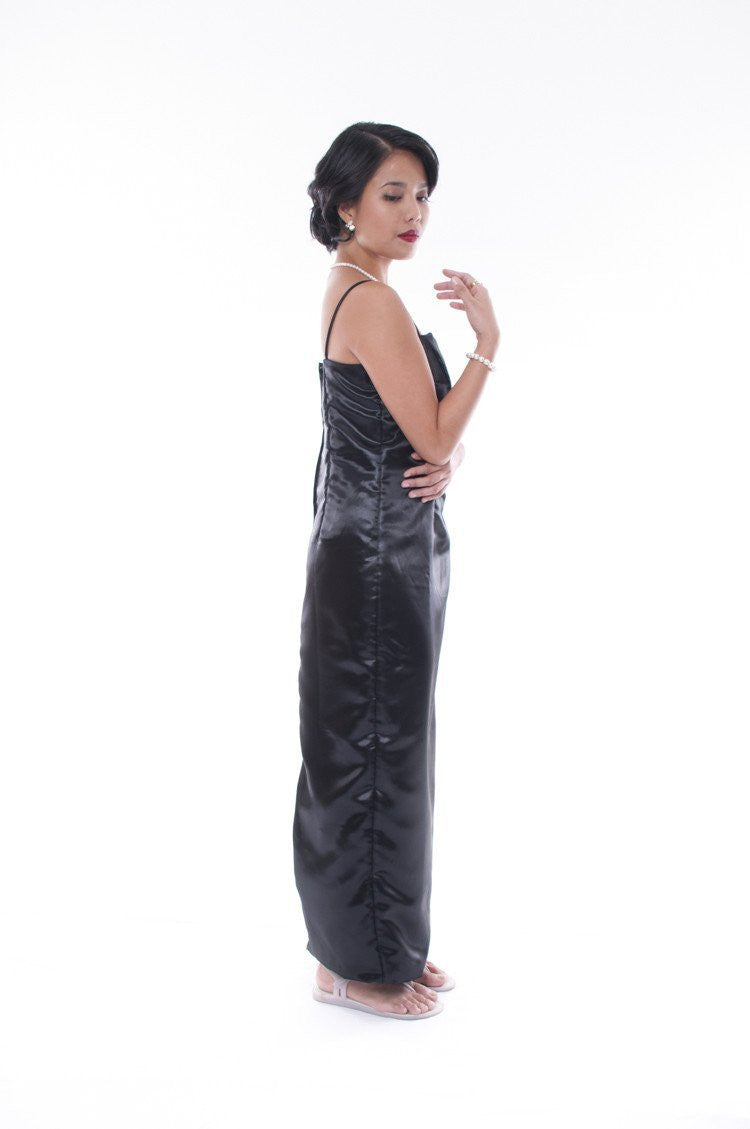 BARONG WAREHOUSE - WD19 Satin Fitting Gown Black Dress