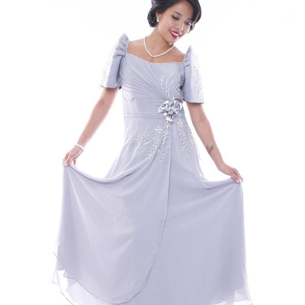 WD03 MADE TO ORDER Emy Mestiza Gown Gray Filipiniana