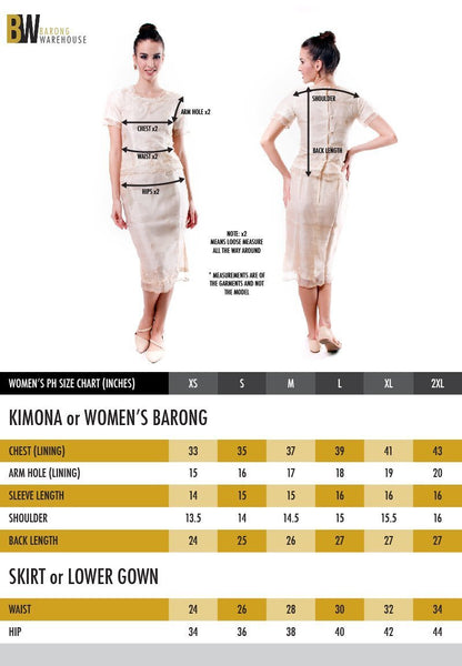 BARONG WAREHOUSE - WO05 - MADE-TO-ORDER - Women's Barong Tagalog Green - Filipiniana