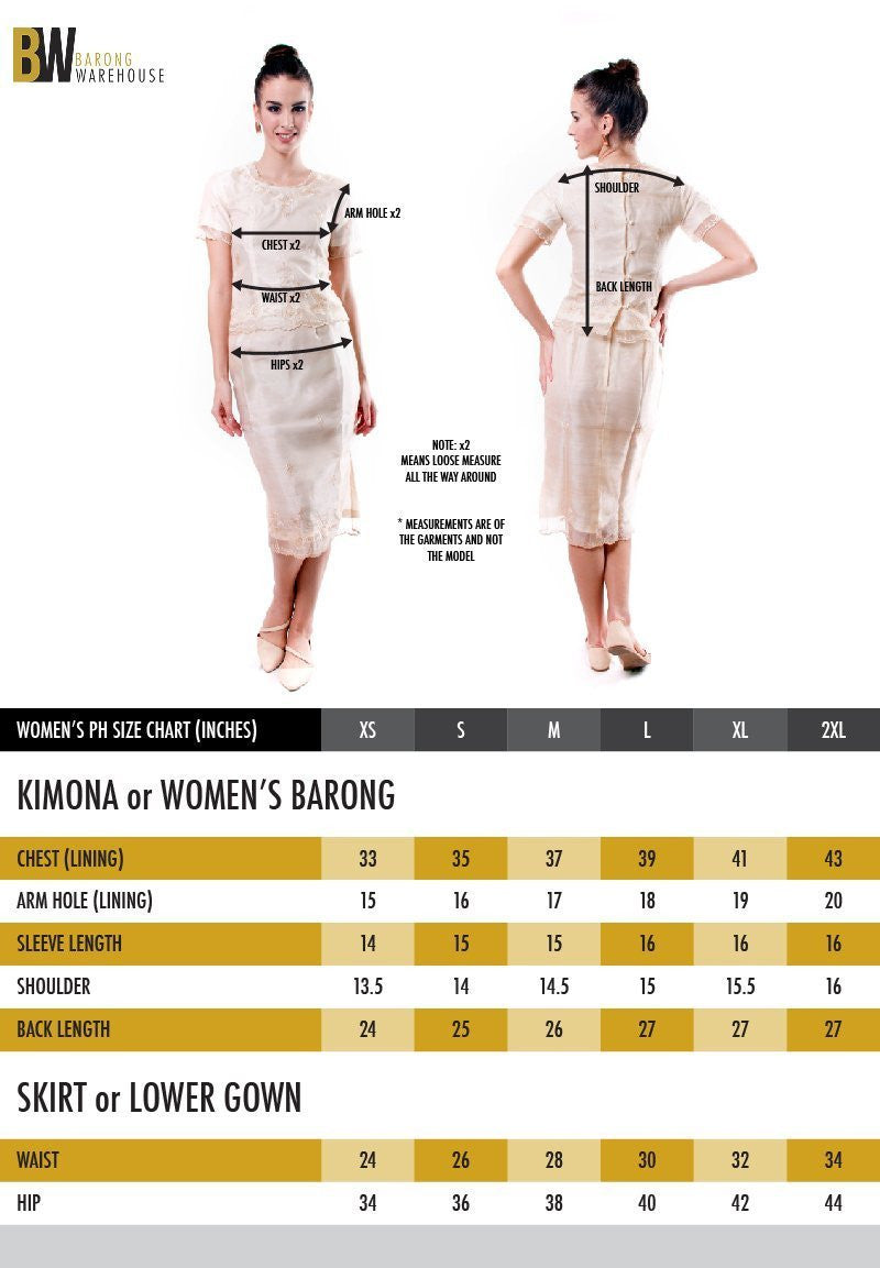 BARONG WAREHOUSE - WO05 - MADE-TO-ORDER - Women's Barong Tagalog Green - Filipiniana