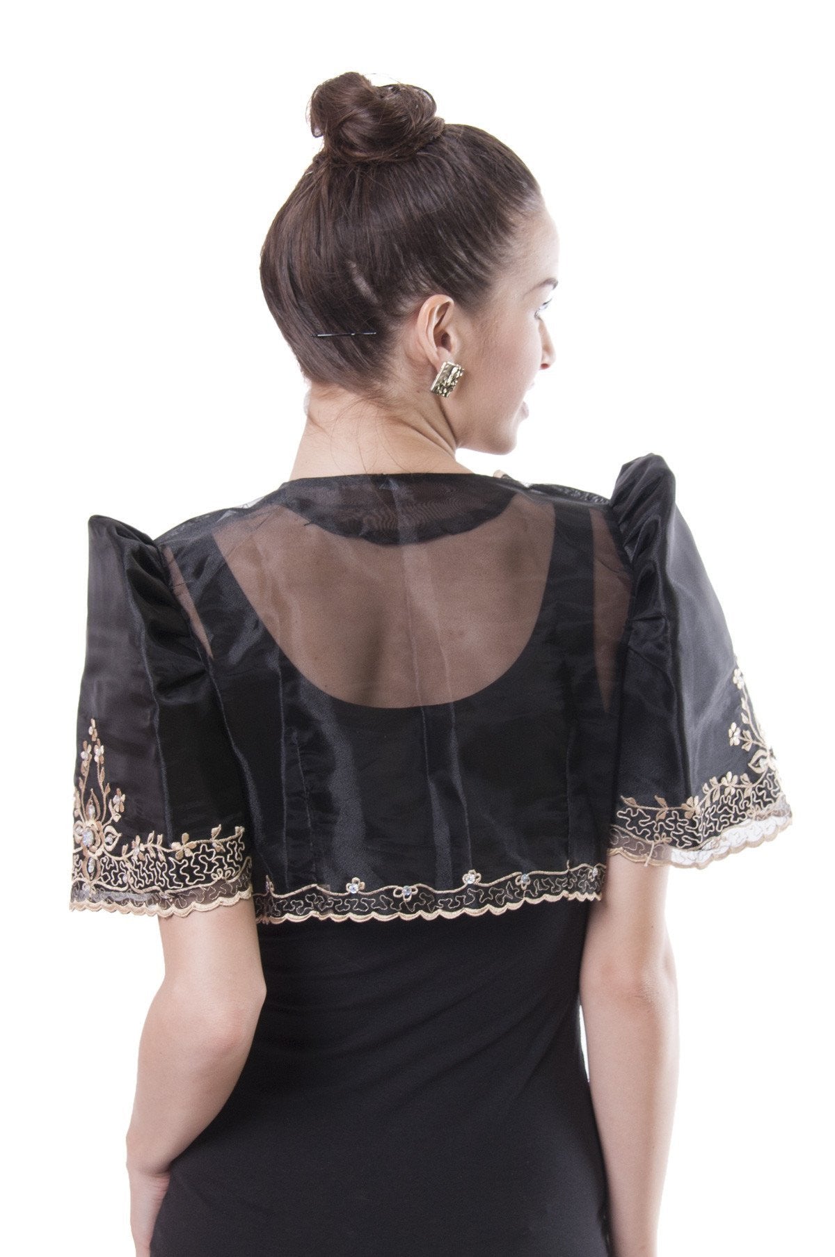 Filipiniana Top Embroidered Bolero Crop high quality Black Mestiza