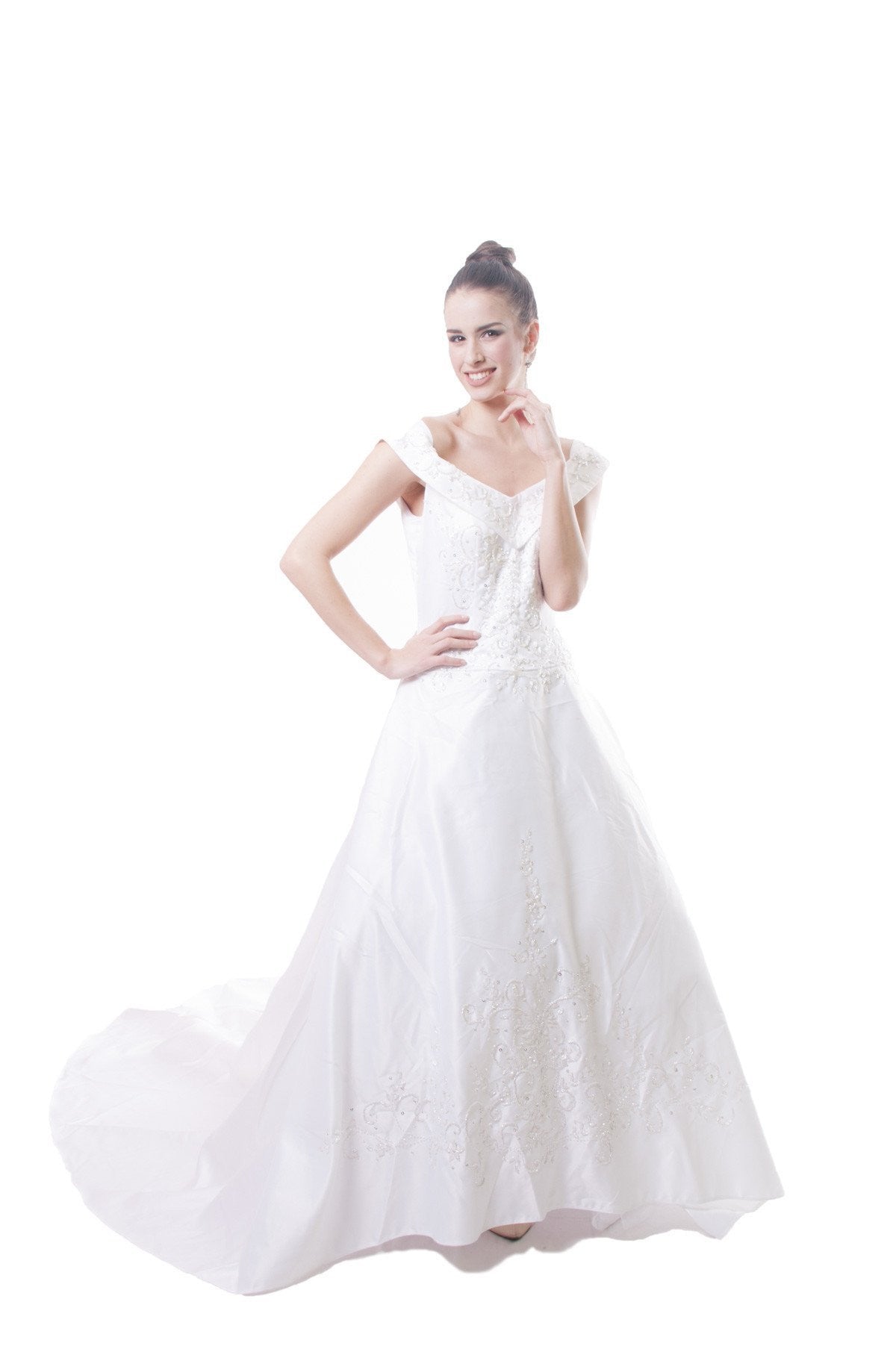 BARONG WAREHOUSE - ID03 Bridal Satin Off-Shoulder Gown Wedding