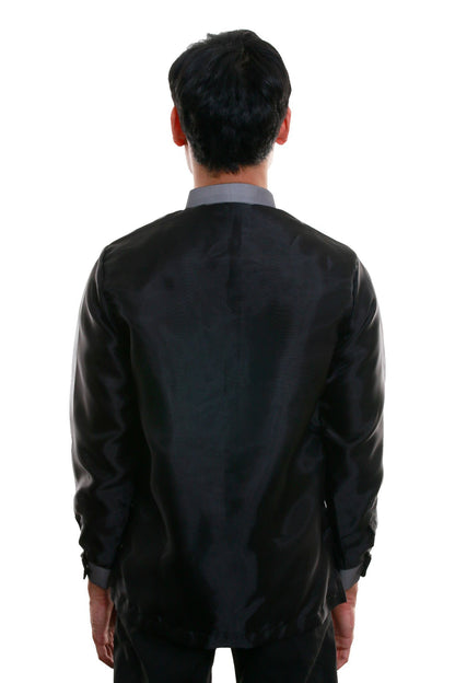 BARONG WAREHOUSE - MO08 - Organza Barong Tagalog with Lining Black