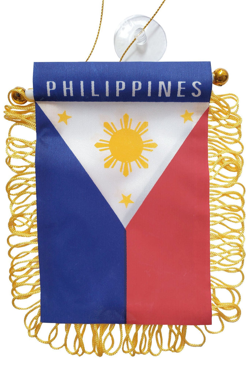 Filipino Flag Car Accessory With Suction Cup Hanger Handicrafts