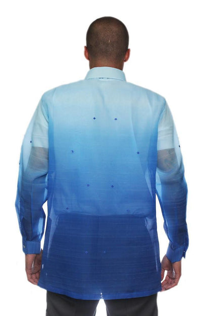 BARONG WAREHOUSE - MJ25 - MADE-TO-ORDER - Jusi Barong Tagalog Monochromatic Blue