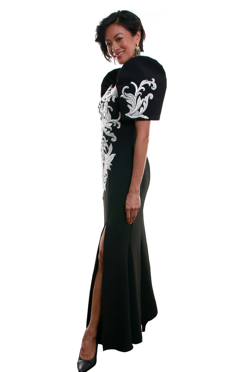 Pre-Order - Neoprene Mestiza Gown Black Filipiniana Dress