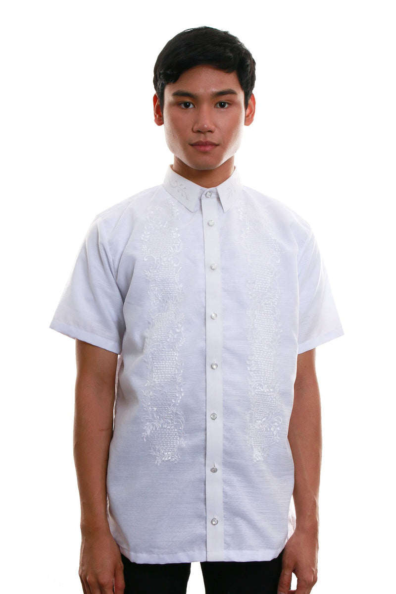 BARONG WAREHOUSE - ML06 - Jusilyn Short-Sleeve Full-Open White Barong Tagalog