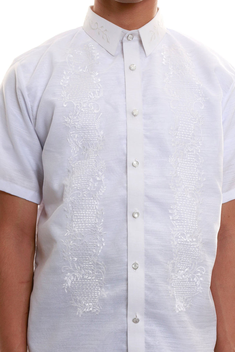 BARONG WAREHOUSE - ML06 Jusilyn Short-Sleeve Full-Open White Barong Tagalog