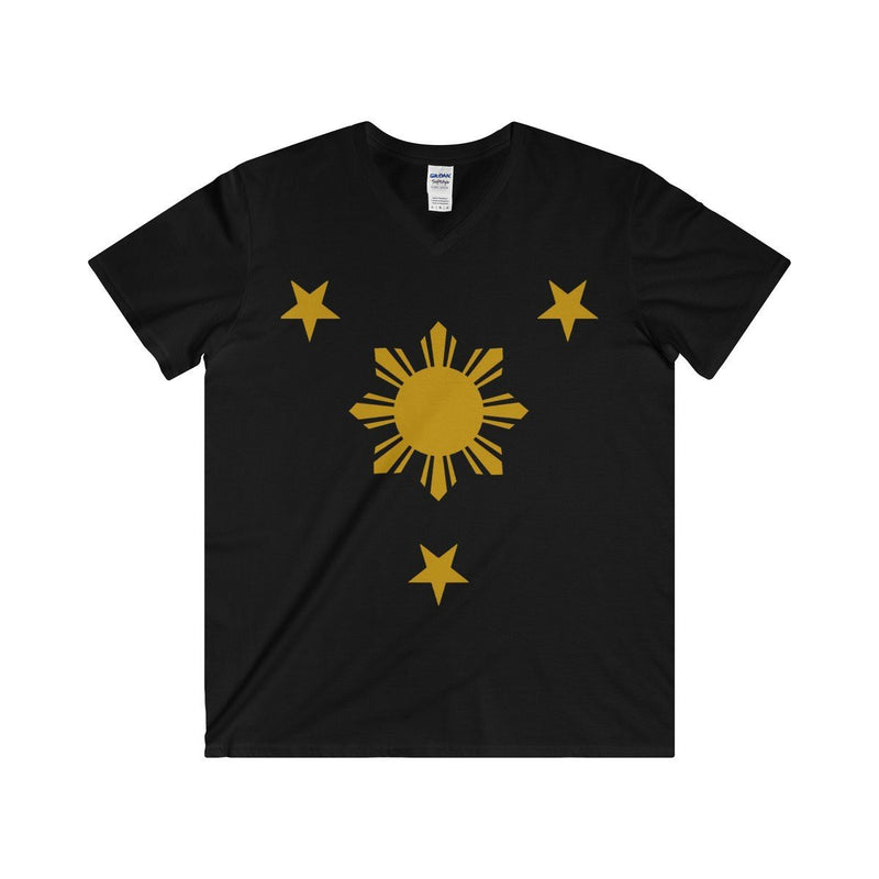 BARONG WAREHOUSE - Three Stars & Sun - Fitted V-Neck Tee 7 Colors Available Black / S V-Neck
