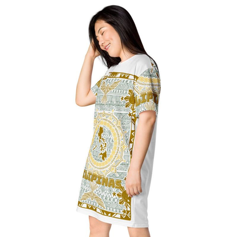 Barong Warehouse Tulay - Graphic Philippine Map, Sun, Stars, and Eagle T-shirt Dress
