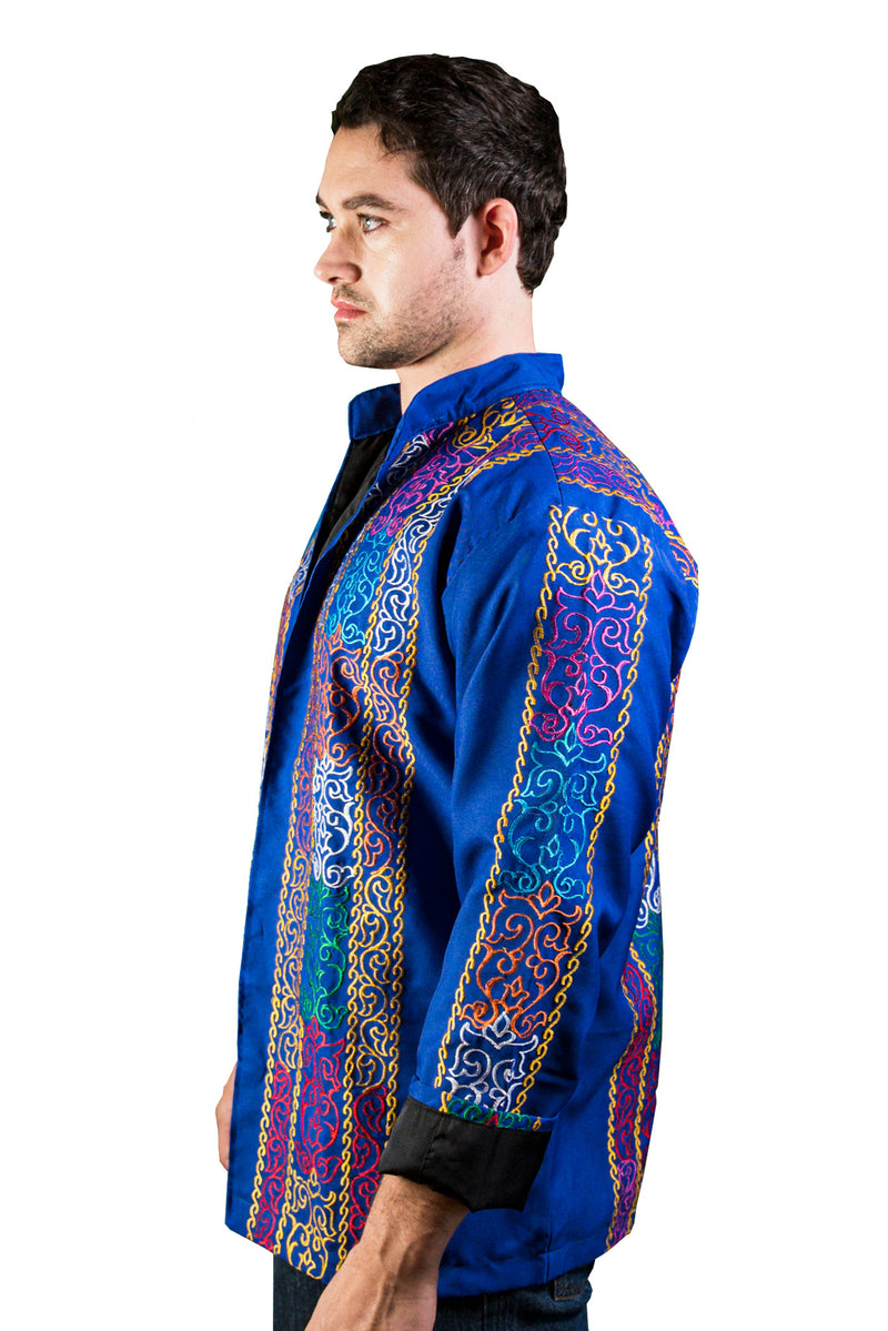 BARONG WAREHOUSE - Maranao Okir Embroidery Unisex Blazer - Blue