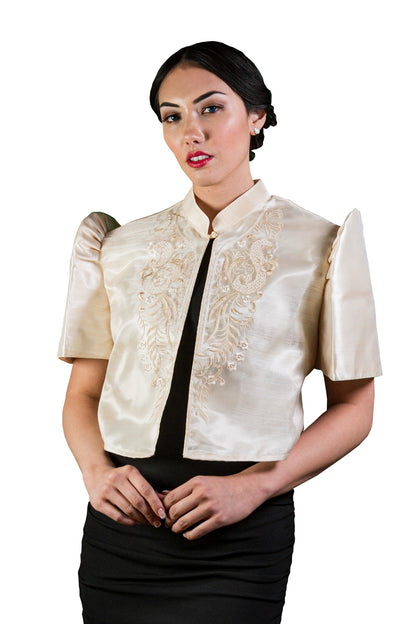 BARONG WAREHOUSE - WR13 - One-Button Bolero Beige - Filipiniana