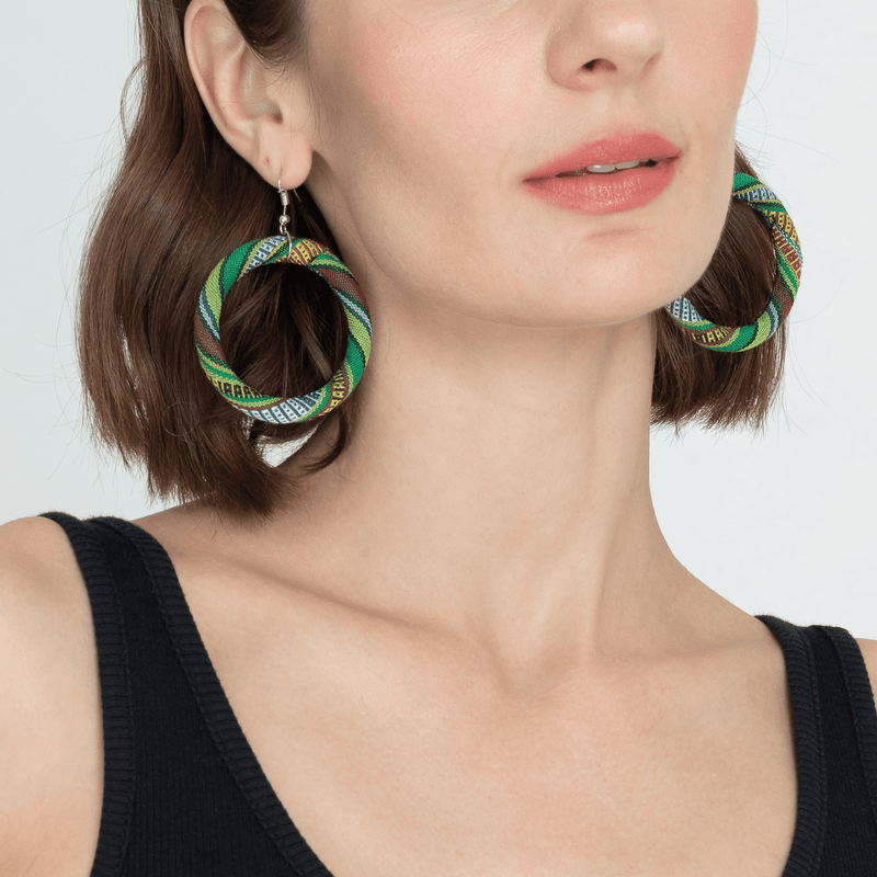 Barong Warehouse - Makabayan Wear - VMWE2 Yakan Earrings - Woman Wearing
