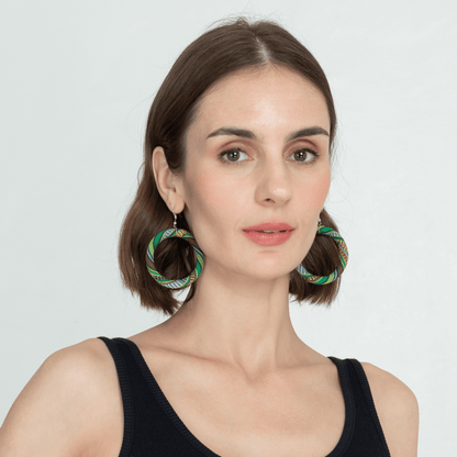 BARONG WAREHOUSE - VMWE4 - Yakan Earrings - Aquamarine
