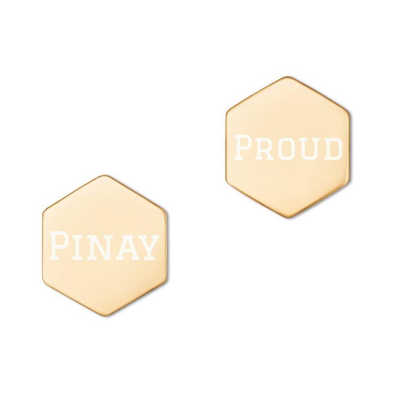 BARONG WAREHOUSE - PROUD PINAY Sterling Silver Hexagon Stud Earrings