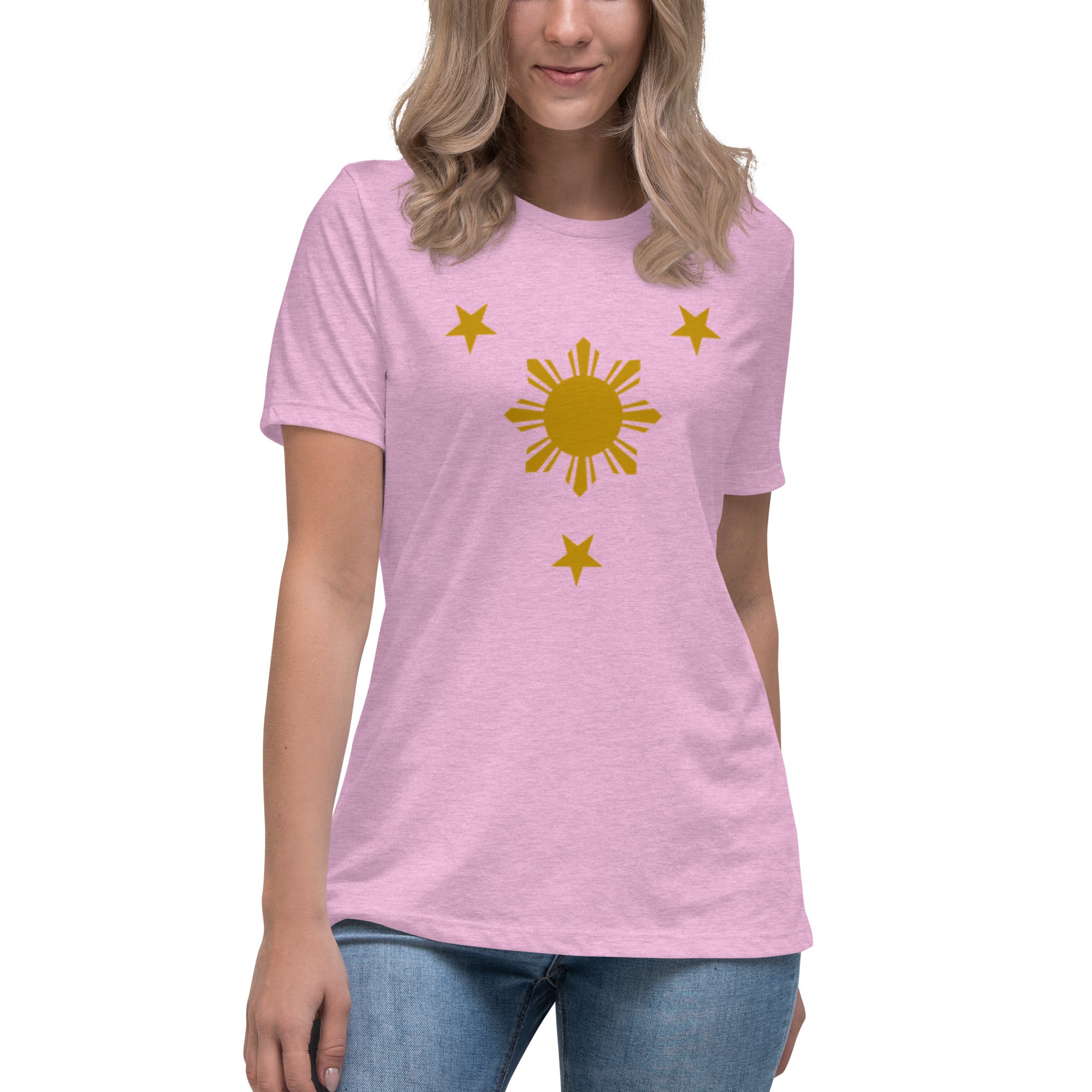 BARONG WAREHOUSE - XWT01 - Three Stars and Sun Women's Relaxed T-Shirt - 10 Colors Available