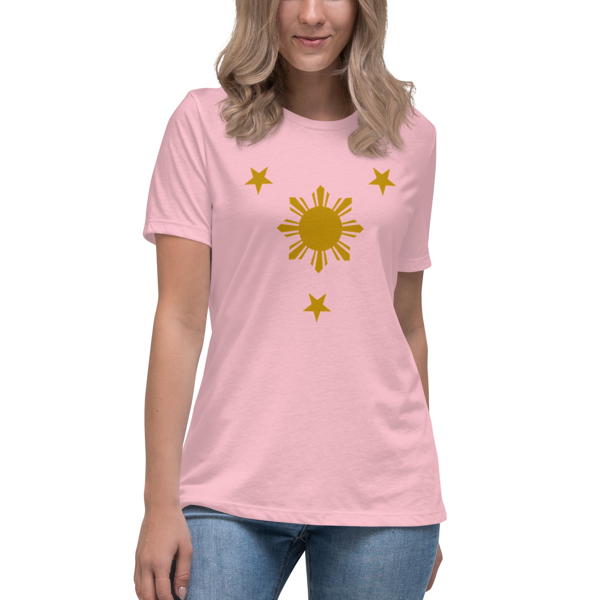 BARONG WAREHOUSE - XWT01 - Three Stars and Sun Women's Relaxed T-Shirt - 10 Colors Available